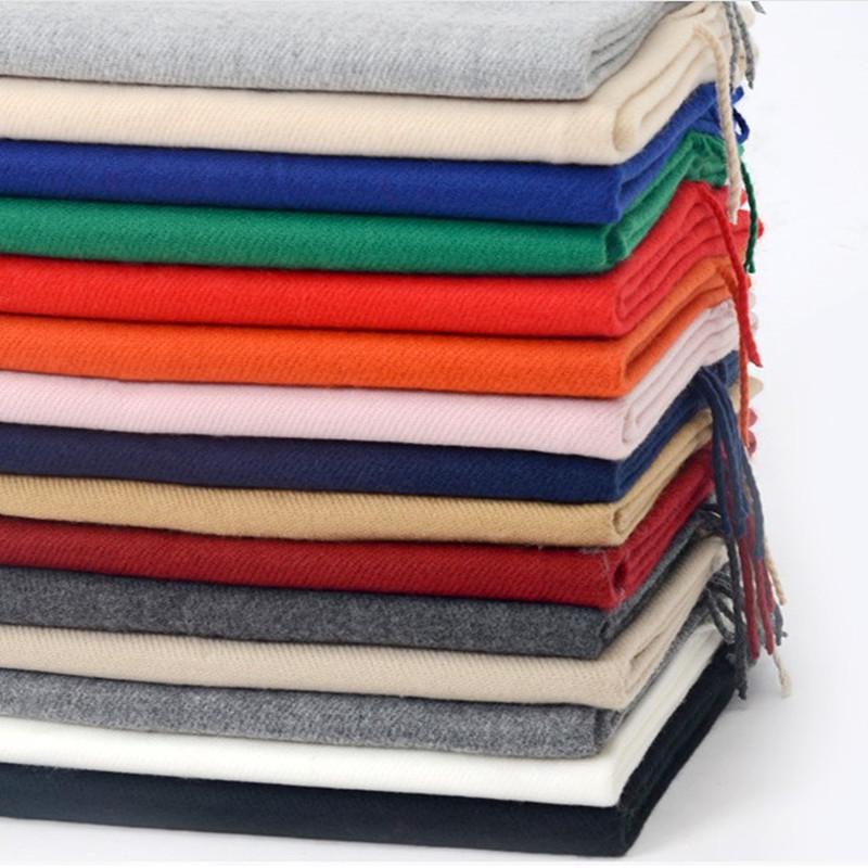 Women's and Men's Thick Warm Cashmere-Like Scarf - Autumn Winter Korean Style with Tassels, Solid Color