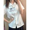 Xiaolan Women's Short-Sleeve Embroidered JK Shirt - Original Japanese College Style Summer White Uniform.