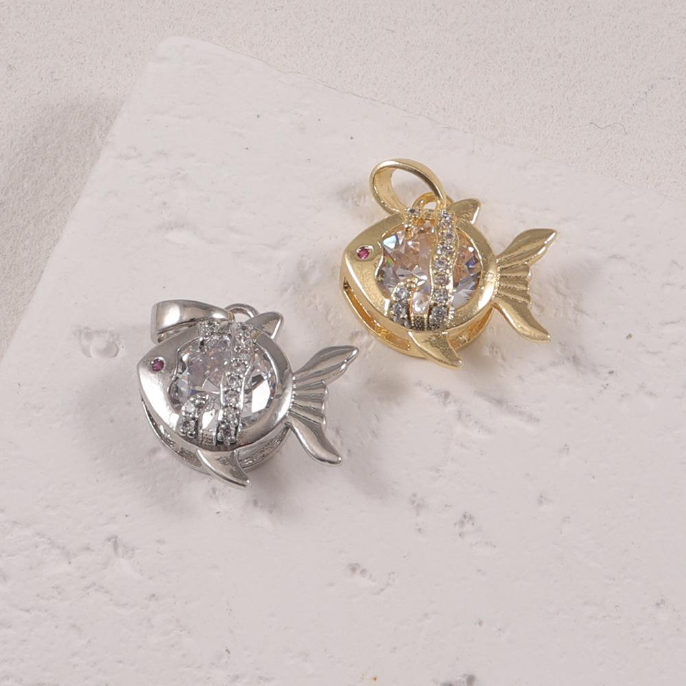 Kupferbeschichteter Goldkristall Fisch Anhänger Armband/Halskette DIY Schmuckmaterialien