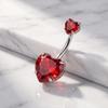 Navel Ring Western Style Red Zircon Studded Sexy Minimalist 1Pcs Body Piercing Jewelry for Beach Party Daily Wear