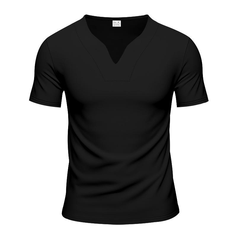 Summer V-neck Quick-drying Skin-friendly Loose Pure-color Short-sleeved Men’s T-shirts