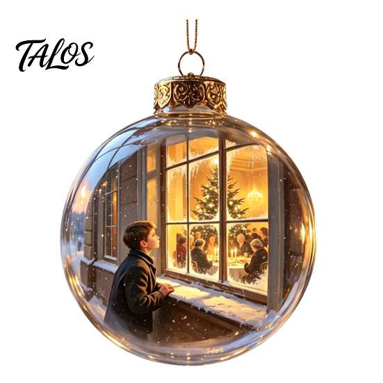 Garden Holiday Ornaments Glowing Christmas Story Ornament, Light-Up 3D Hanging Ball with Warm LED, Mini Decorative Spheres for Holidays Scene