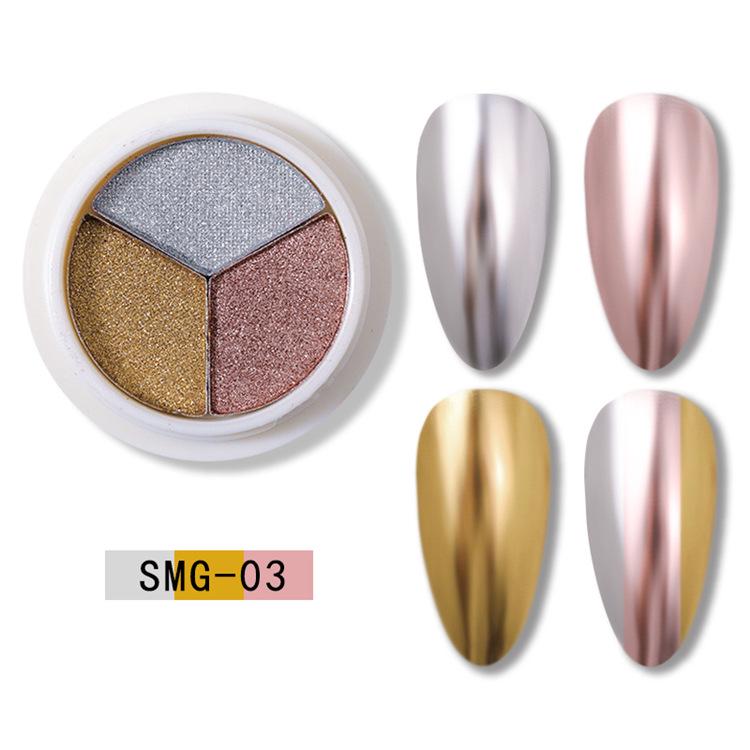Aurora Triple-Color Nail Mirror Powder Set