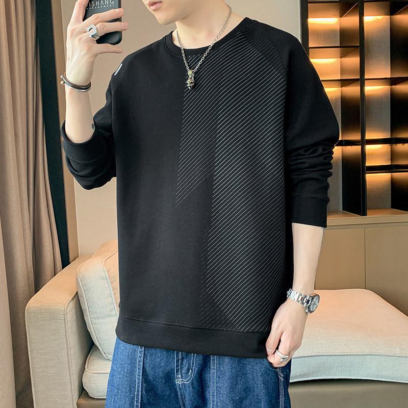 Men's Trendy Loose Fit Hoodie: Spring & Autumn Long Sleeve Pullover with Round Neck