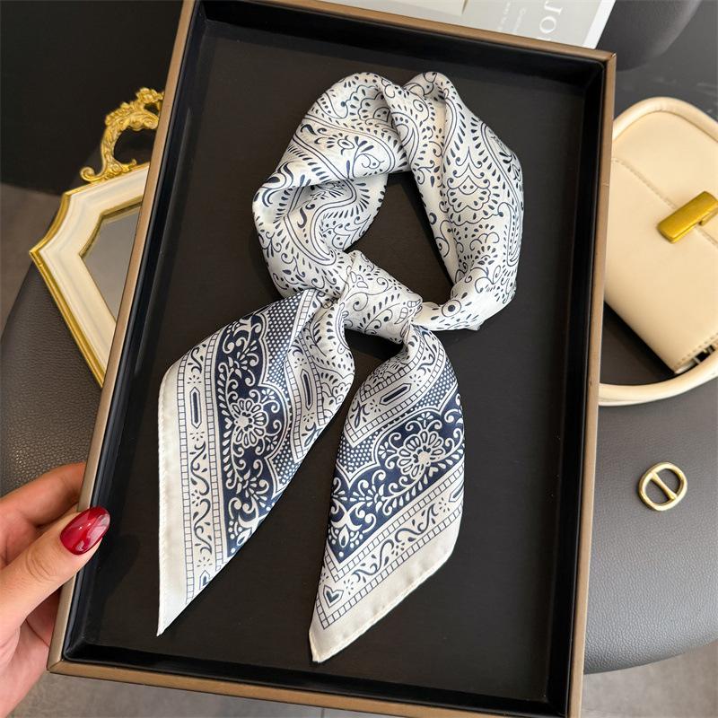 Designer Luxury Silk Square Scarf Floral Women Neck Scarves Hair Bandana Headkerchief Shawl Wrap Hijab Echarpe