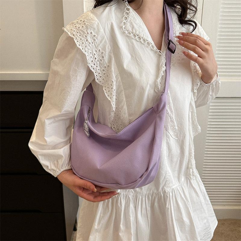 New Candy Color Waffle Art Student Versatile Simple Daily Women's Shoulder Crossbody Bag