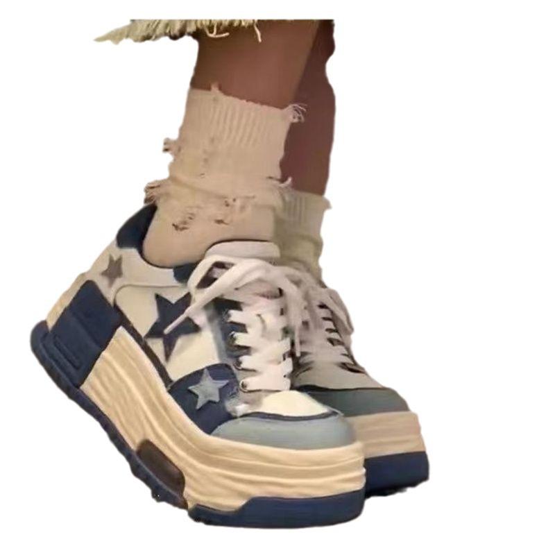 Thick-soled Star Muffin Shoes Children's 2025 Spring and Autumn New Small Versatile Little White Shoes Board Shoes Flat Shoes Women