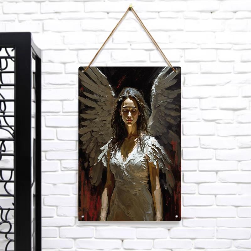 

Custom Angel Wings Girl Oil Painting Metal Wall Art for Living Room Bedroom Decor 7.9x11.8In(20x30cm)