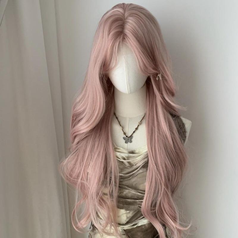 

Рожево-сірий восьмизначний бахрома з великою хвилею Кучерява жіноча перука з повним волоссям Елегантна та стильна корейська жіноча перука в груповому стилі 28inch рожевий