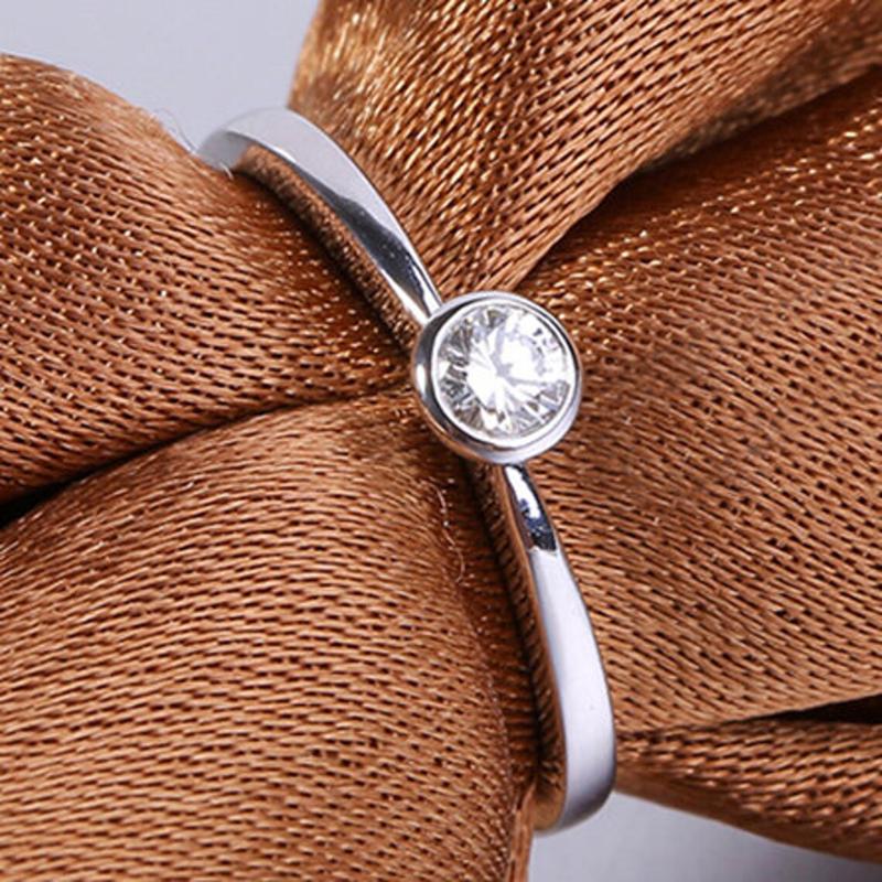 Huitan Eternity Engagement Wedding Rings Female Minimalist Fashion Jewelry for Lady Versatile Dainty Cubic Zirconia Accessories
