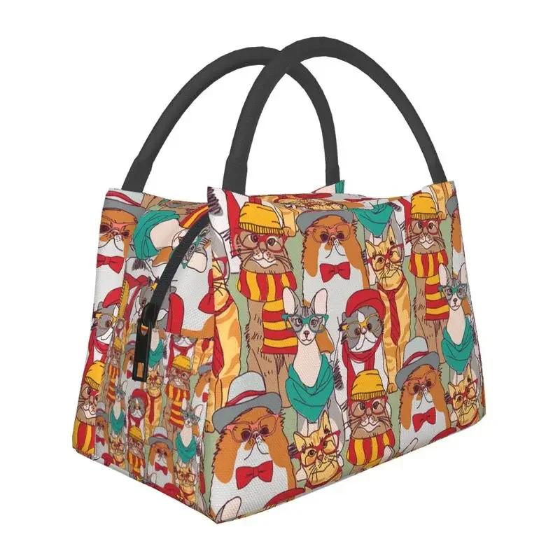 Geantă de prânz personalizată Pisici Kawai Femei Termică Izolată Cutie de prânz pentru Muncă Picnic sau Călătorie