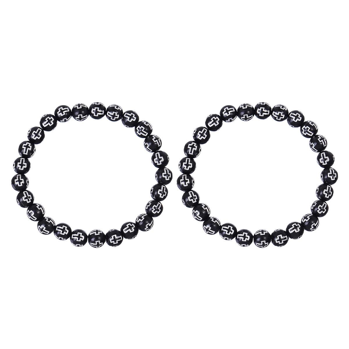

Европейские и американские акриловые браслеты для пары с крестиком и бусинами, эксклюзивный дизайн, пара