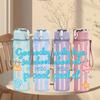 1PC Goodbye School Hello Pool Stripe 750ml Color Plastic Sports Water Bottle Leakproof Flip Straw Lid Suitable for Sports Office Home Use