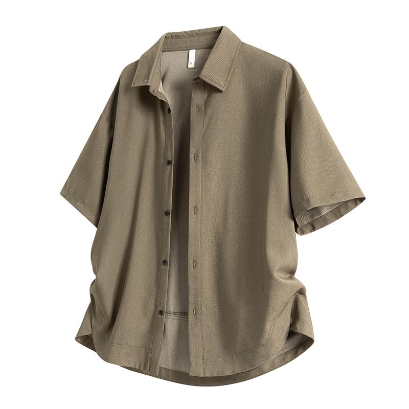 Retro Workwear Short Sleeved Shirt Men's Loose Collared Casual Shirt Summer Shirt