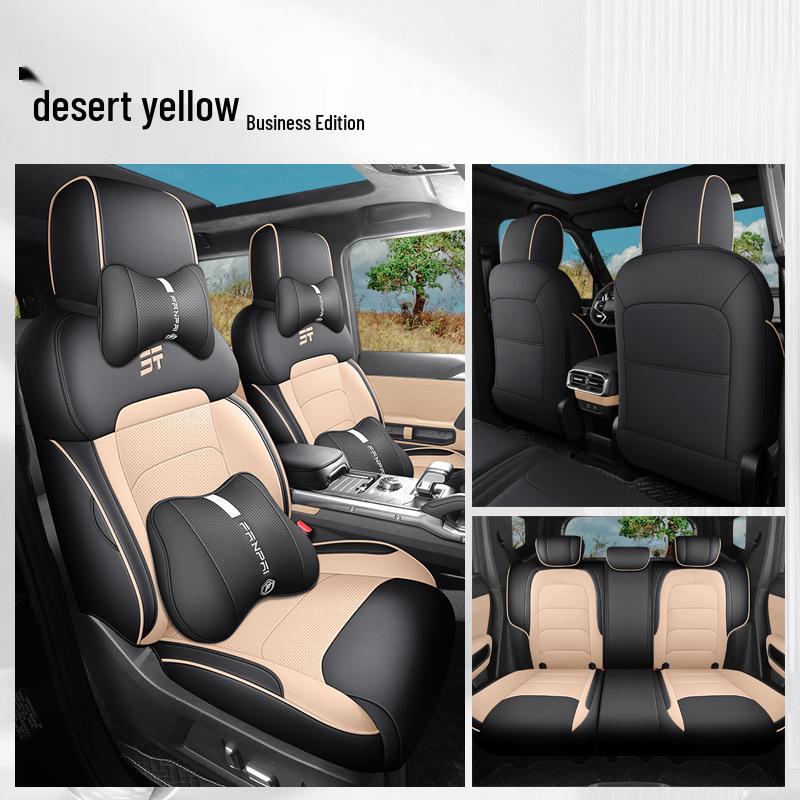 Traveler Car Seat Cushion Cover - Universal Fit, Full Leather, Four Seasons, New Model, for Five-Seat Cars