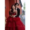Light Wedding Dress Cake Skirt Tutu Skirt New Colored Yarn Clothing Travel Photography Street Photography Art Photo Red
