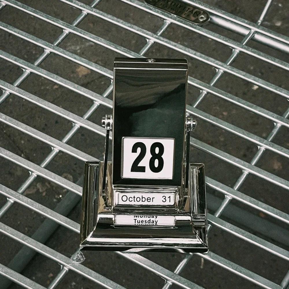 New Simple Desktop Home Furnishings Rotating Calendar Metal Desk Calendar Creative Perpetual Calendar Decorations Home Decor