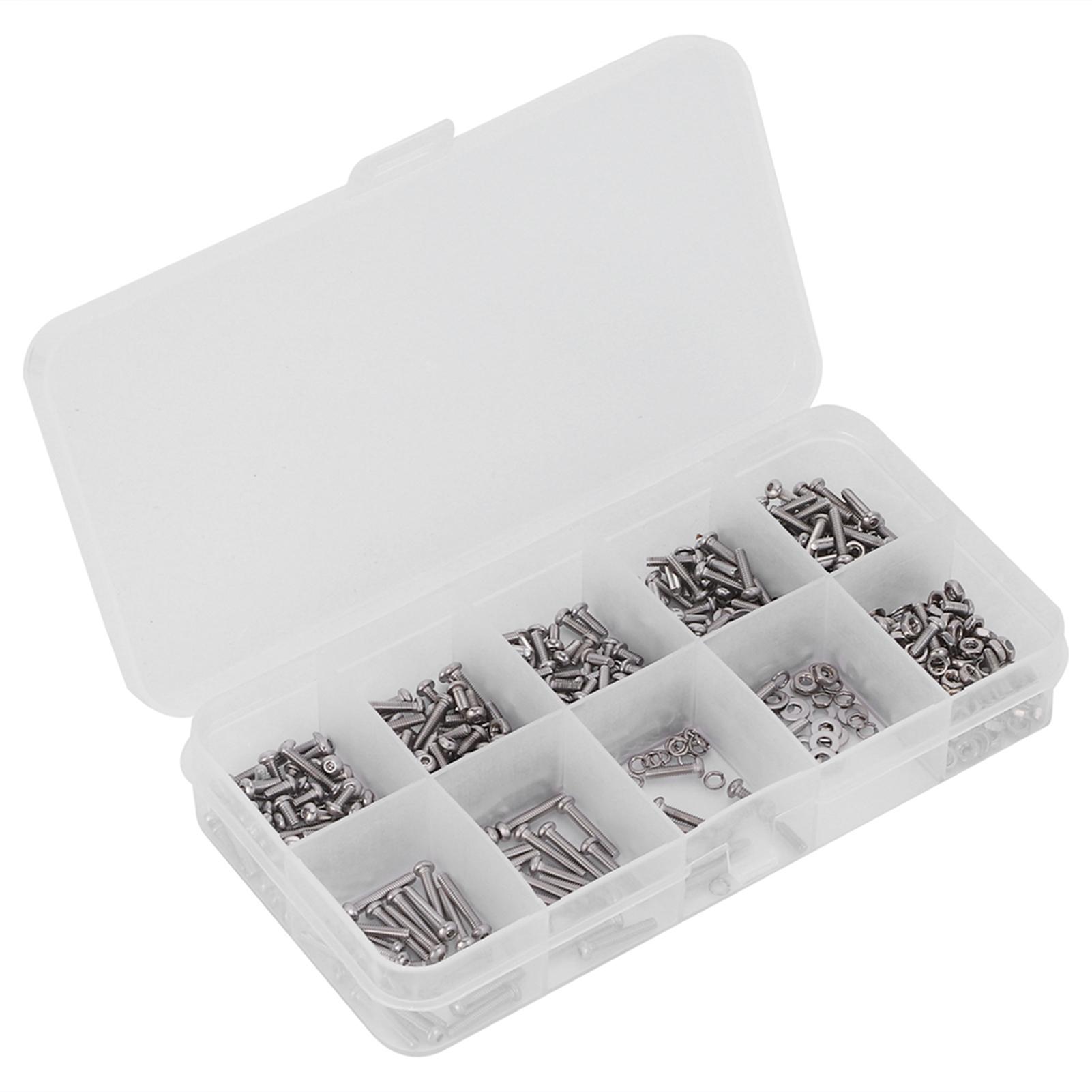 

Набор винтов и гаек 600 шт. Нержавеющая сталь 304 Болт с шестигранным углублением Плоская пружинная шайба Крепеж