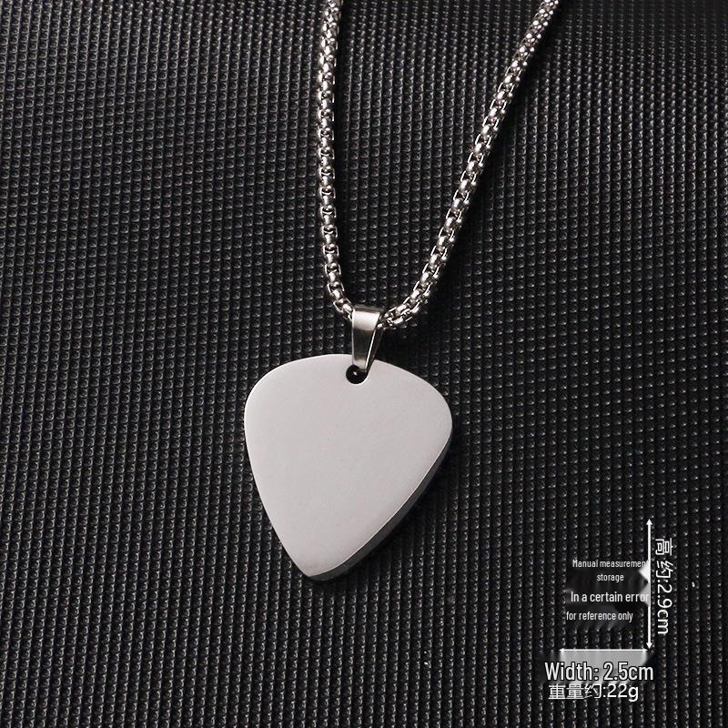 

Personalized Titanium Steel Heart Necklace with Engraved Stainless Steel Guitar Pick Pendant