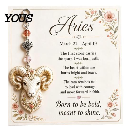 Zodiac Sign Bag Charm 12 Keychain with Keepsake Card, Star Card Pendant, Backpack Handbag Purse Charm, Inspirational Gift for Men Women Heart