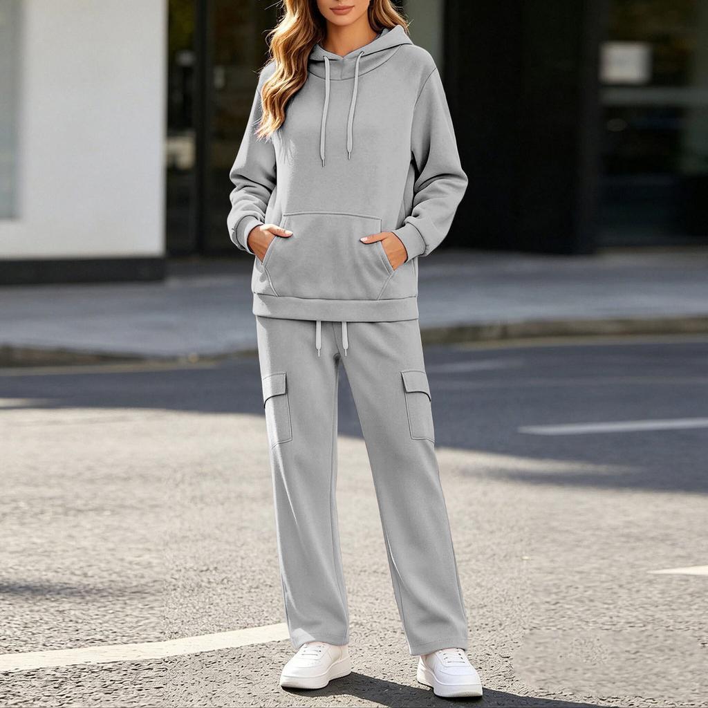 Women's -Lined Casual Hoodie and Sweatpants 2 Piece Set with Pockets Long Sleeve