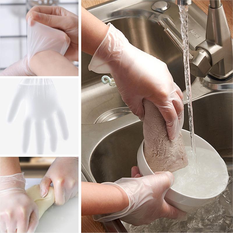 Disposable PVC Gloves - 50PCS Household Cleaning, Food Handling & Salon Gloves (Latex-Free, Powder-Free, MSizes)