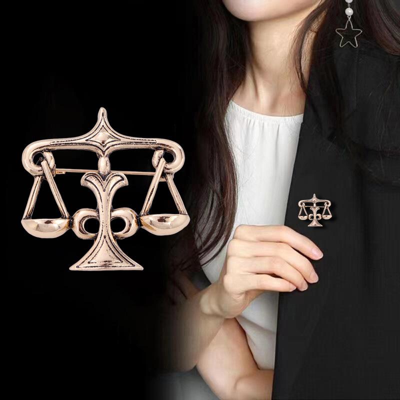 Trendy Metal Libra Brooches for Women Unisex Creative Pins Casual Party Jewelry Accessories Gifts Decoration