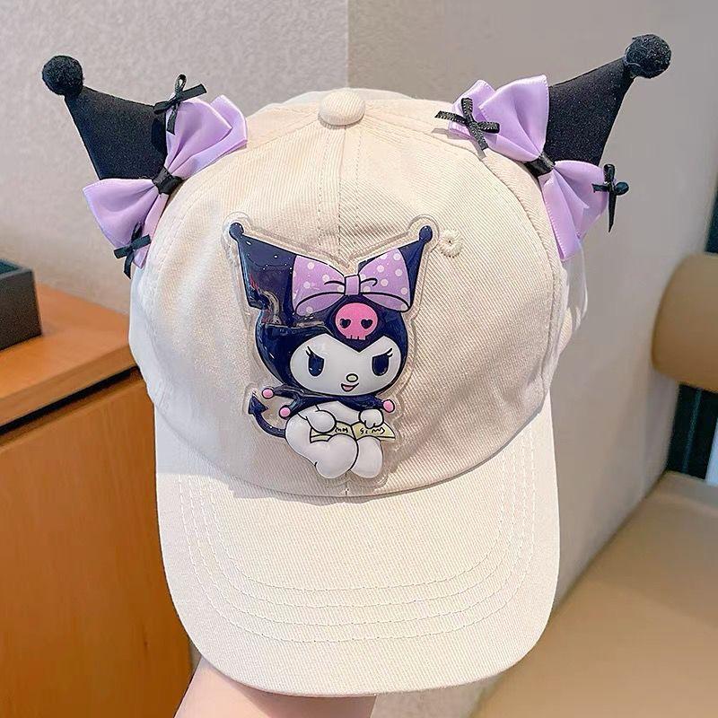 New Sanrio Kids Cartoon Kuromi Sun Hat Adjustable Baseball Cap Summer Anti-UV Breathable Outdoor Hat for Girls