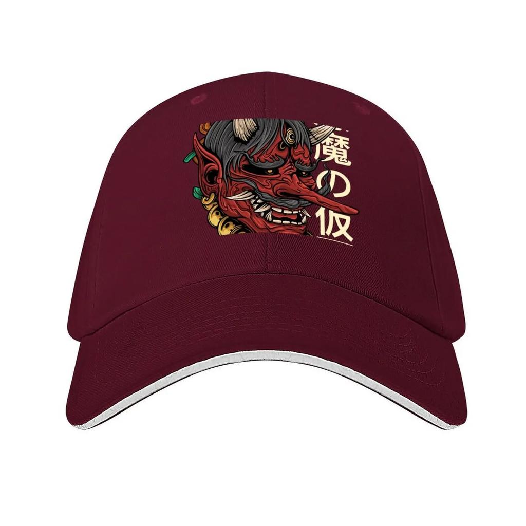Japanese Oni Mask Baseball Cap Bobble Hat Horse Hat Military Tactical Cap funny hat Unisex Caps Womens
