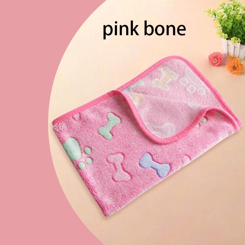 Winter Velvet Pet Sleeping Warm Blanket with Paw/Dot/Bone Pattern, Dog Cat Washing Towel, Fleece Soft Pet Blanket Pet Bed Mat