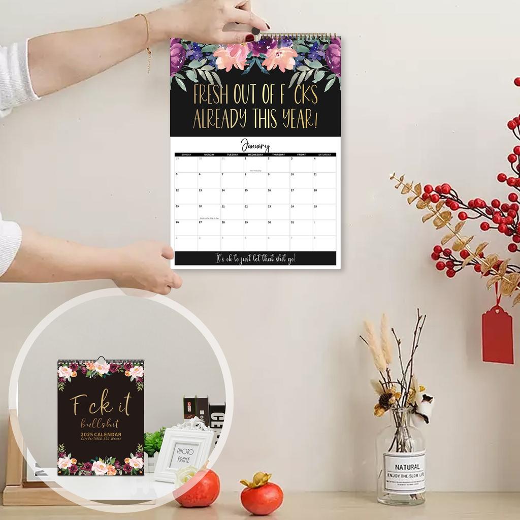 2025 Kalender For Trøtte Kvinner, Hjemmeveggkalender, Morsom Kalender Med Stygge Ord For Kvinner