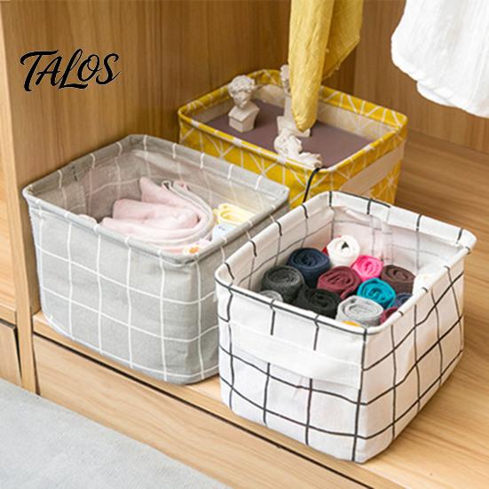 Cosmetic Storage Box Cotton And Linen Bin with Handles, Foldable Waterproof Desktop Space Saving Organizer Organizer, Basket for Makeup Book Baby Toys