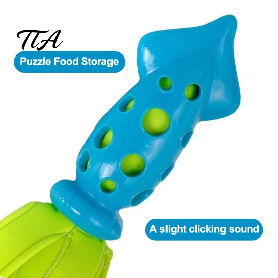 Pet Boredom Relief Supplies Octopus Squid Dog Chew Toy, Interactive Tug Squeaky Molar Toy with Flexible Rubber Training Toys Fabric Strips, Waterproof