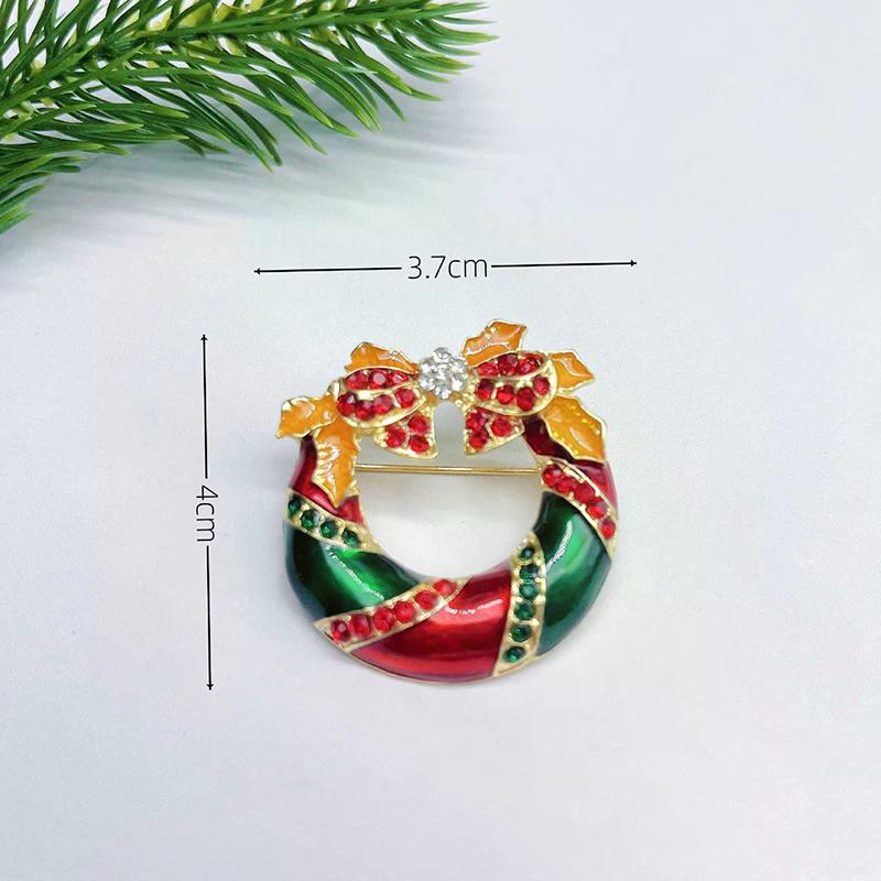 Luxury Exquisite Christmas Rhinestones Brooch Pin For Women Unisex Garland Bell Versatile Brooch Party Backpack Accessories Gift