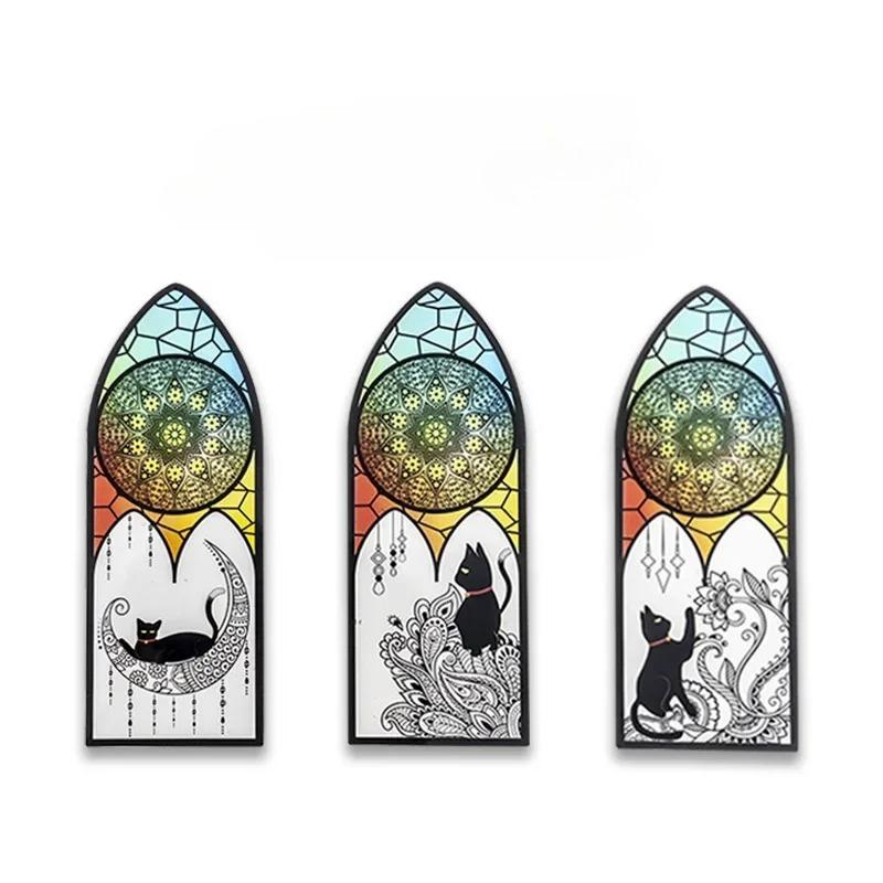6 Pcs PET Bookmarks Black Cat Pattern Page Markers Page Clips Bookmark for Student Office Reading Stationery