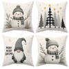 2D Flat - 4pcs, 2D Flat Print, Suitable for Christmas Holiday Style Pillowcase Set, Snowman, Christmas Tree, Santa Claus, Snowflake, Festive Atmospher