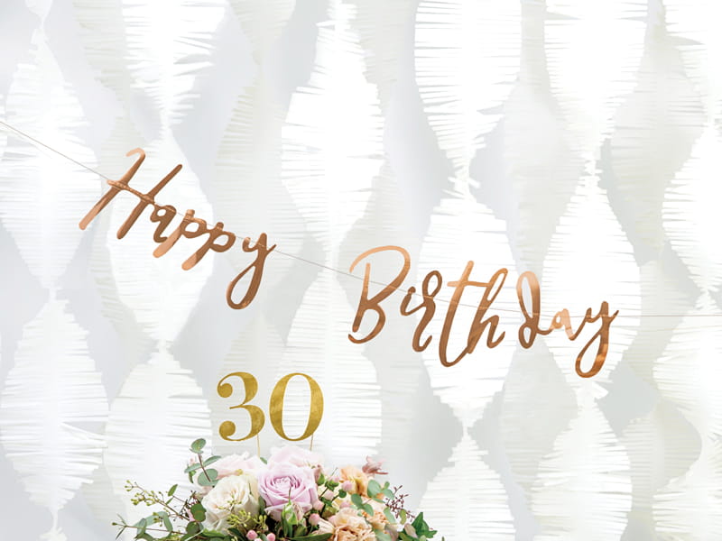Partydeco Baner Happy Birthday Rozowe Zloto 165X62Cm