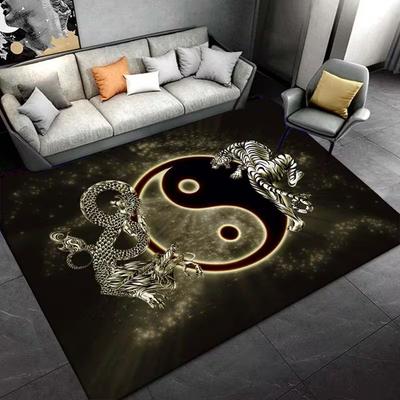 Yin-yang Tiger and Dragon Pattern Area Carpet Soft Mat Living Room Bedroom Carpet Sofa Coffee Table Floor Mat Decoration Carpet