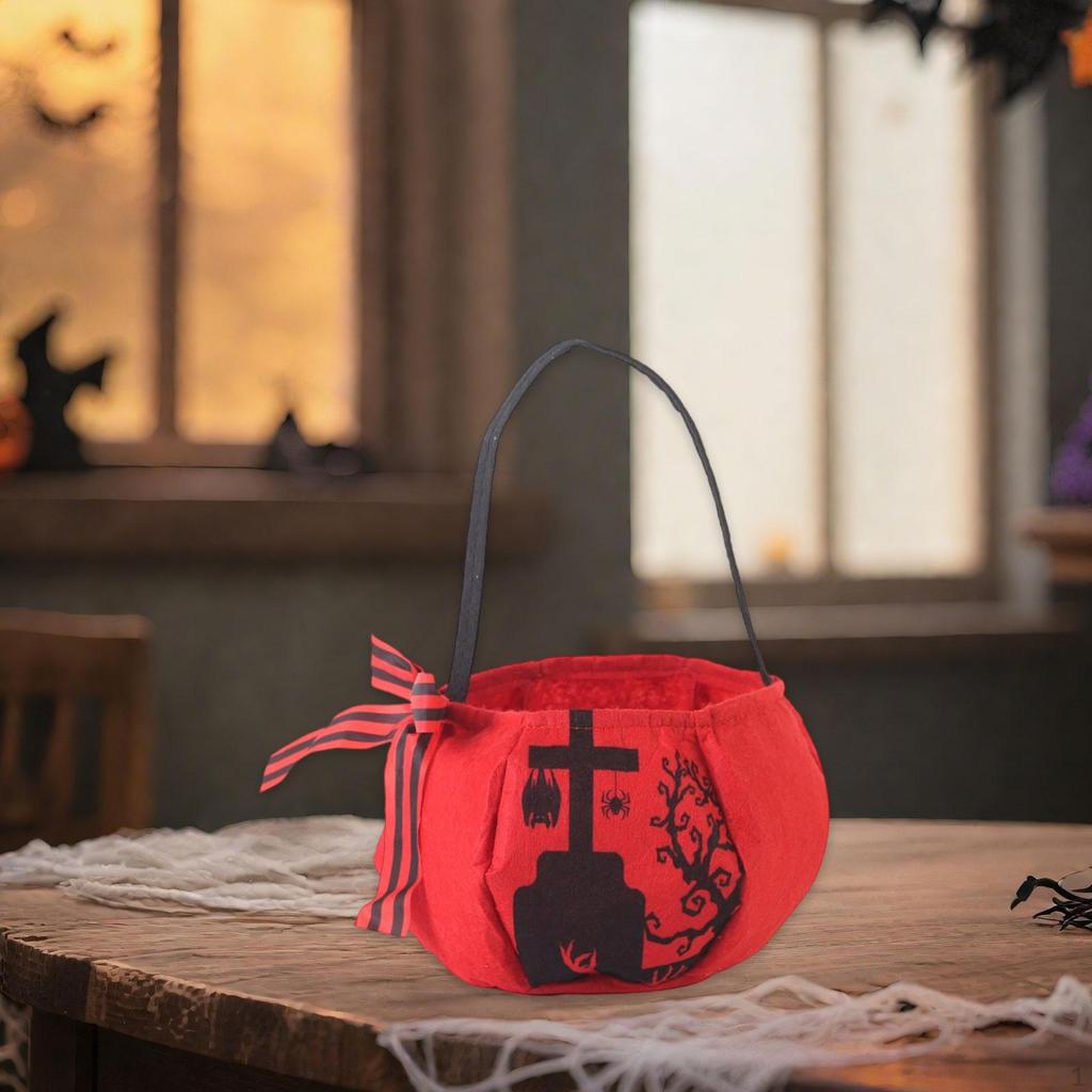 Halloween Trick or Treat Bag Candy Gifts Wrapping Carrying Handbag Reusable Grocery Goody Tote