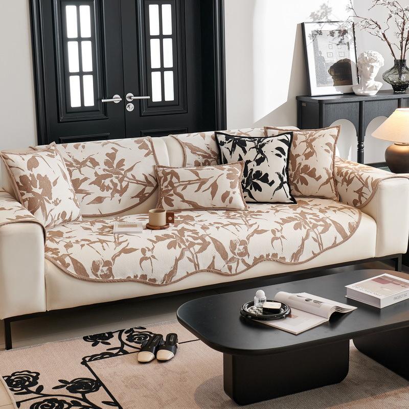 Chenille Irregular Sofa Cushion Four Seasons Universal Non-Slip Living Room Straight Sofa Cover Towel Anti-Scratching