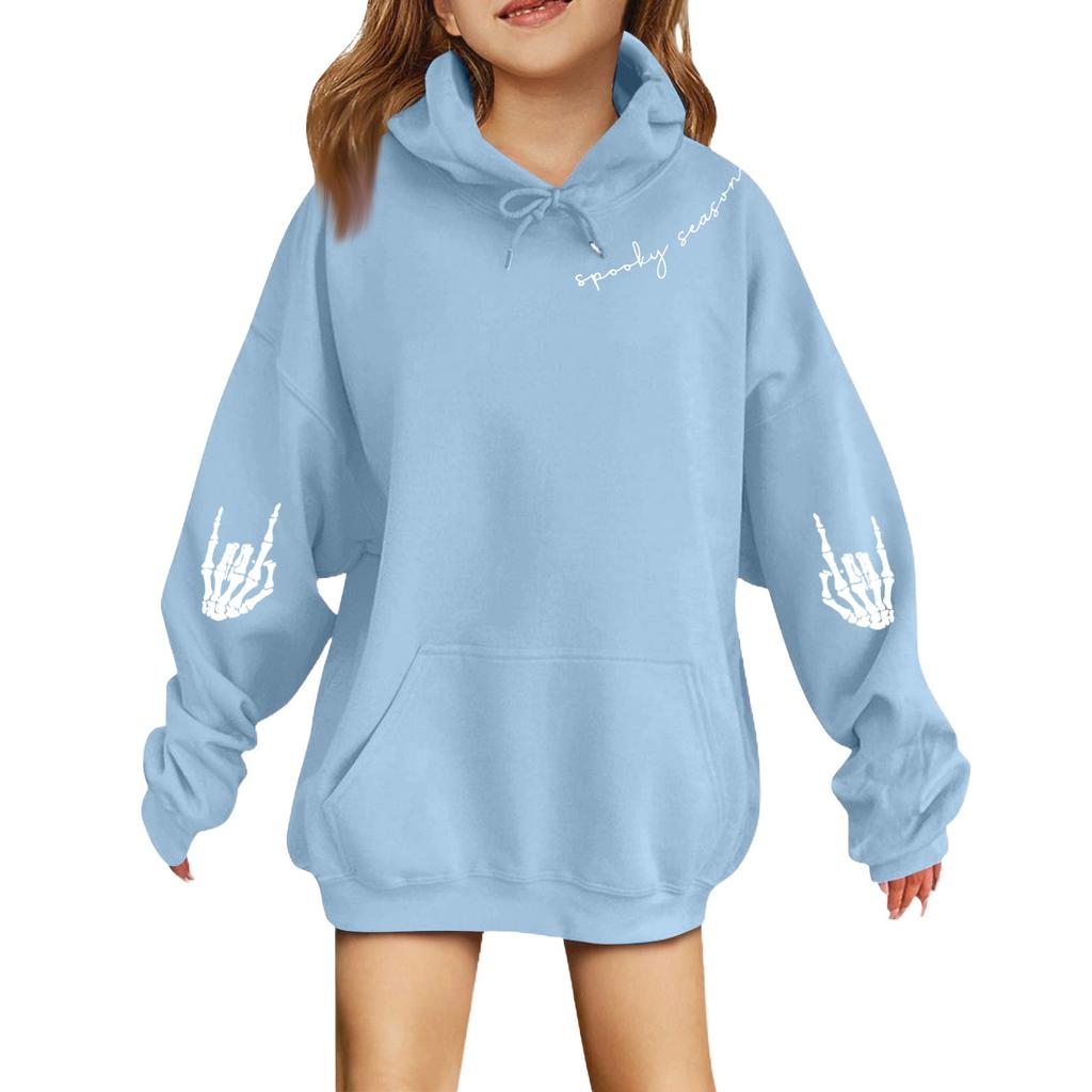 Módní chlapecké a dívčí mikiny s kapucí na Halloween s malým potiskem pro děti