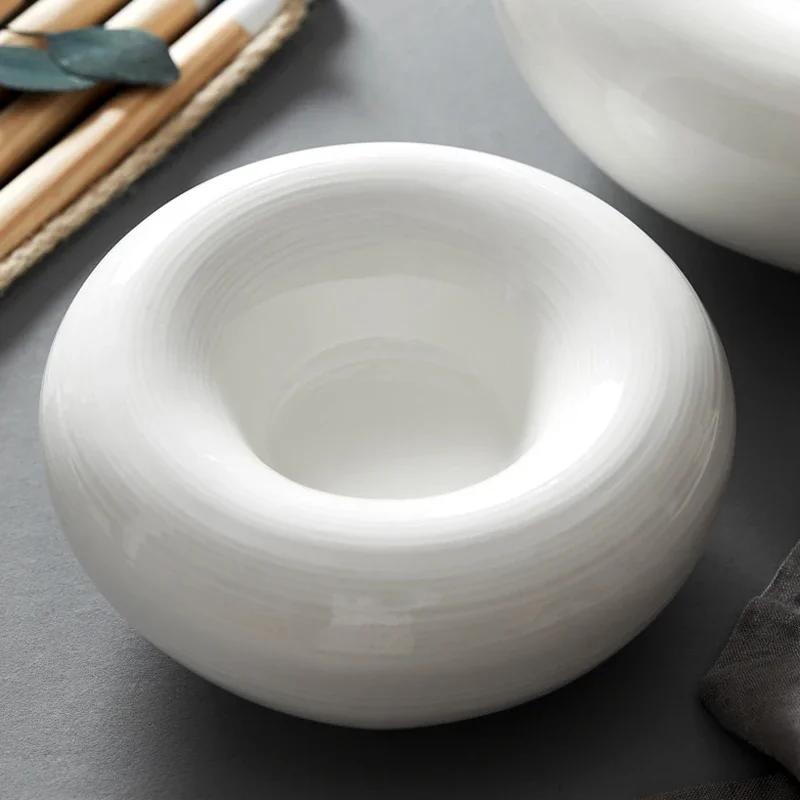 Europejska Biała Ceramika Zastawa Stołowa Miska na Sałatkę Deserową Talerzyk na Przekąski Dekoracja Stołu Domowego Talerz na Ciasto Przybory Kuchenne Porcelana
