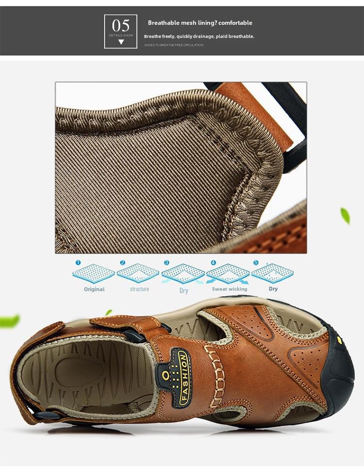 Herren Große Rindsleder Baotou Sandalen - Sommer Atmungsaktive Sport Outdoor Strandschuhe