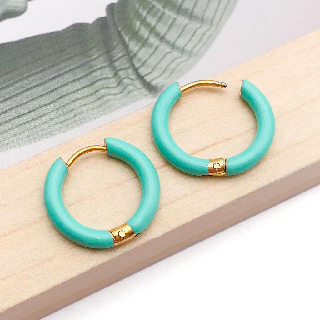 Stainless Steel Enamel Drip Earrings: U-Shaped Geometric C-Studs, Titanium Steel DIY Accessories