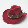 Western cowboy hat autumn and winter outdoor travel knight hat Tibetan ethnic style feather jazz hat top hat