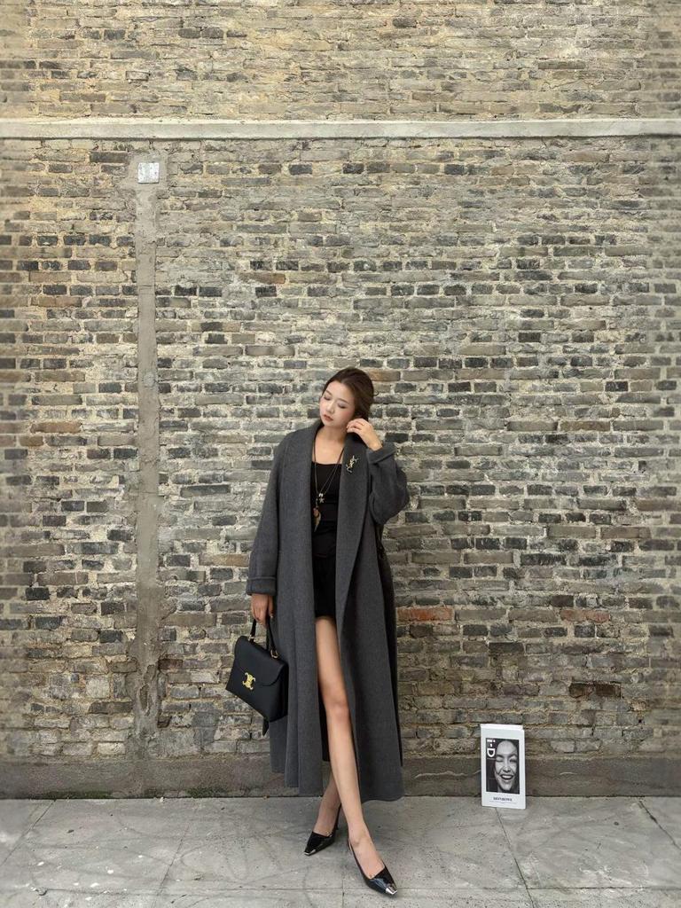 Women's 2025 French Light Luxury Loose Long Double-Sided Cashmere Coat for Autumn and Winter