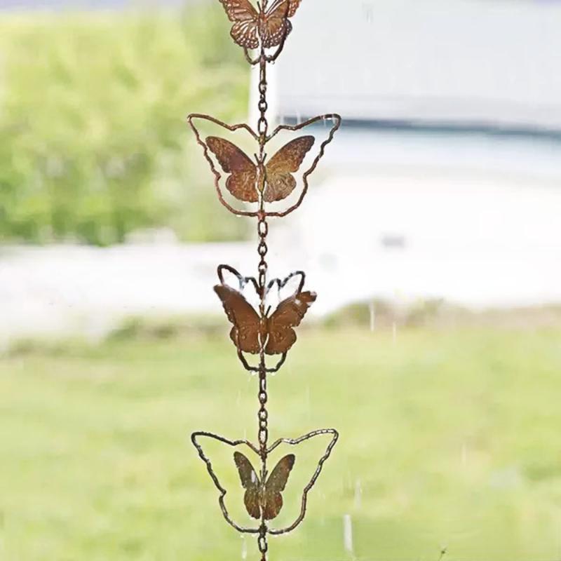 Kettle Metal Wind Chimes Butterfly Love for Garden Courtyard Decoration Wind Chimes Rain Chain Ramadan Festival Valentine's Day