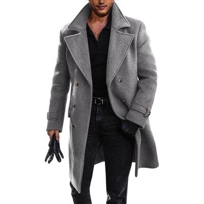 Autumn and Winter Woolen Coat Men's Double-breasted Thickened Woolen Trench Coat Wish Material