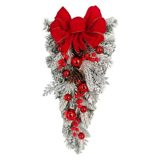 Yousheng Christmas Staircase Wreath Garland Bow Front Door Hanging Garden Xmas Tree Pendant Party New Year Home Decoration