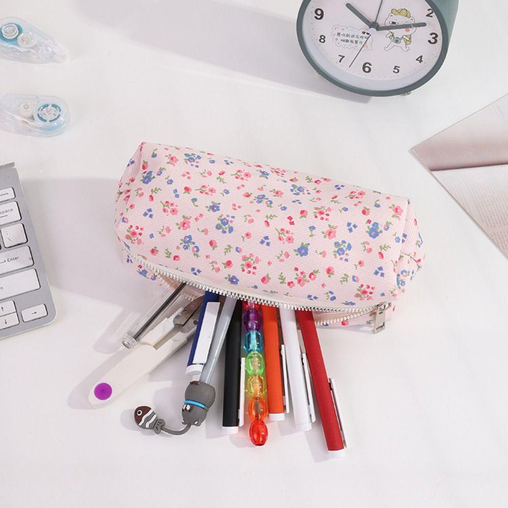 High Quality Fresh Floral Pen Bag Portable Multifunctional Pencil Case Large Capacity Stationery Organizer School Office